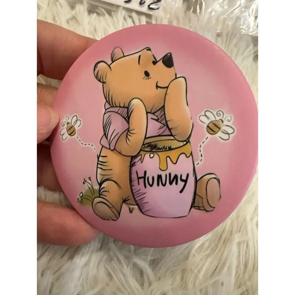 Winnie the Poohpink compact mirror with honey pot and bees